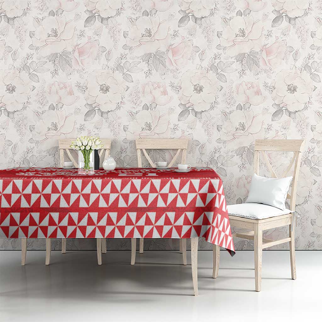 Custom Mate Ma'a Tonga Heritage Tablecloth Pacific Tribal Rugby Red Edition LT9 - Polynesian Pride