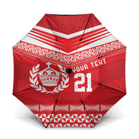Custom Mate Ma'a Tonga Heritage Umbrella Pacific Tribal Rugby Red Edition - Polynesian Pride