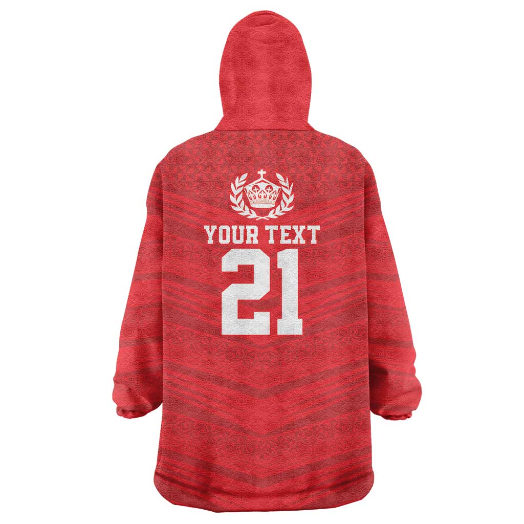 Custom Mate Ma'a Tonga Heritage Wearable Blanket Hoodie Pacific Tribal Rugby Red Edition LT9 - Polynesian Pride
