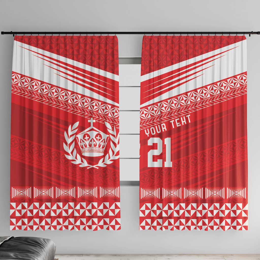 Custom Mate Ma'a Tonga Heritage Window Curtain Pacific Tribal Rugby Red Edition LT9 With Hooks Red - Polynesian Pride