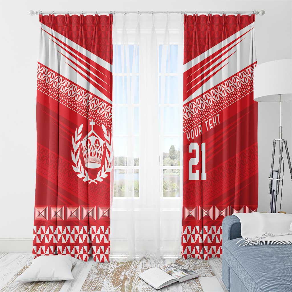 Custom Mate Ma'a Tonga Heritage Window Curtain Pacific Tribal Rugby Red Edition LT9 - Polynesian Pride