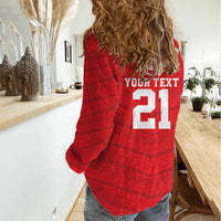 Custom Mate Ma'a Tonga Heritage Women Casual Shirt Pacific Tribal Rugby Red Edition LT9 - Polynesian Pride