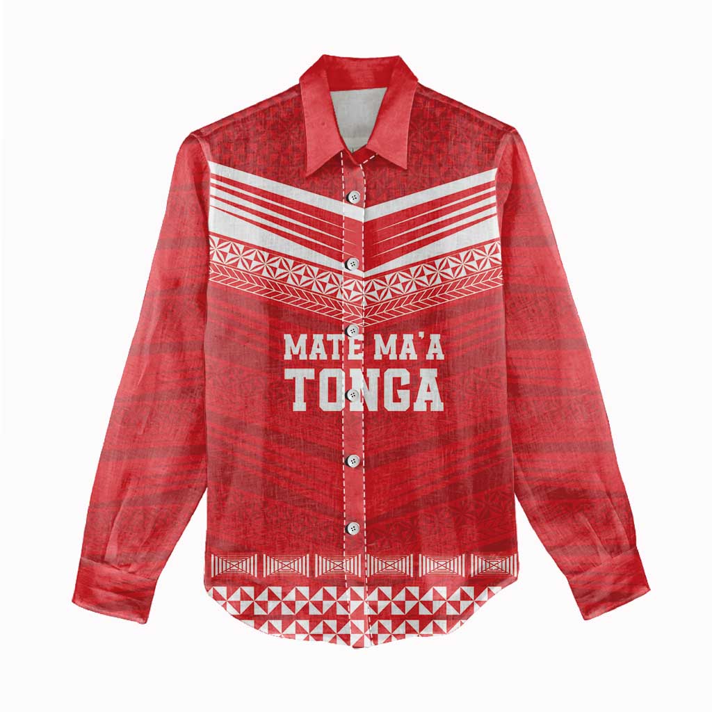 Custom Mate Ma'a Tonga Heritage Women Casual Shirt Pacific Tribal Rugby Red Edition LT9 - Polynesian Pride