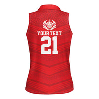 Custom Mate Ma'a Tonga Heritage Women Sleeveless Polo Shirt Pacific Tribal Rugby Red Edition LT9 - Polynesian Pride