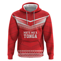 Custom Mate Ma'a Tonga Heritage Zip Hoodie Pacific Tribal Rugby Red Edition - Polynesian Pride