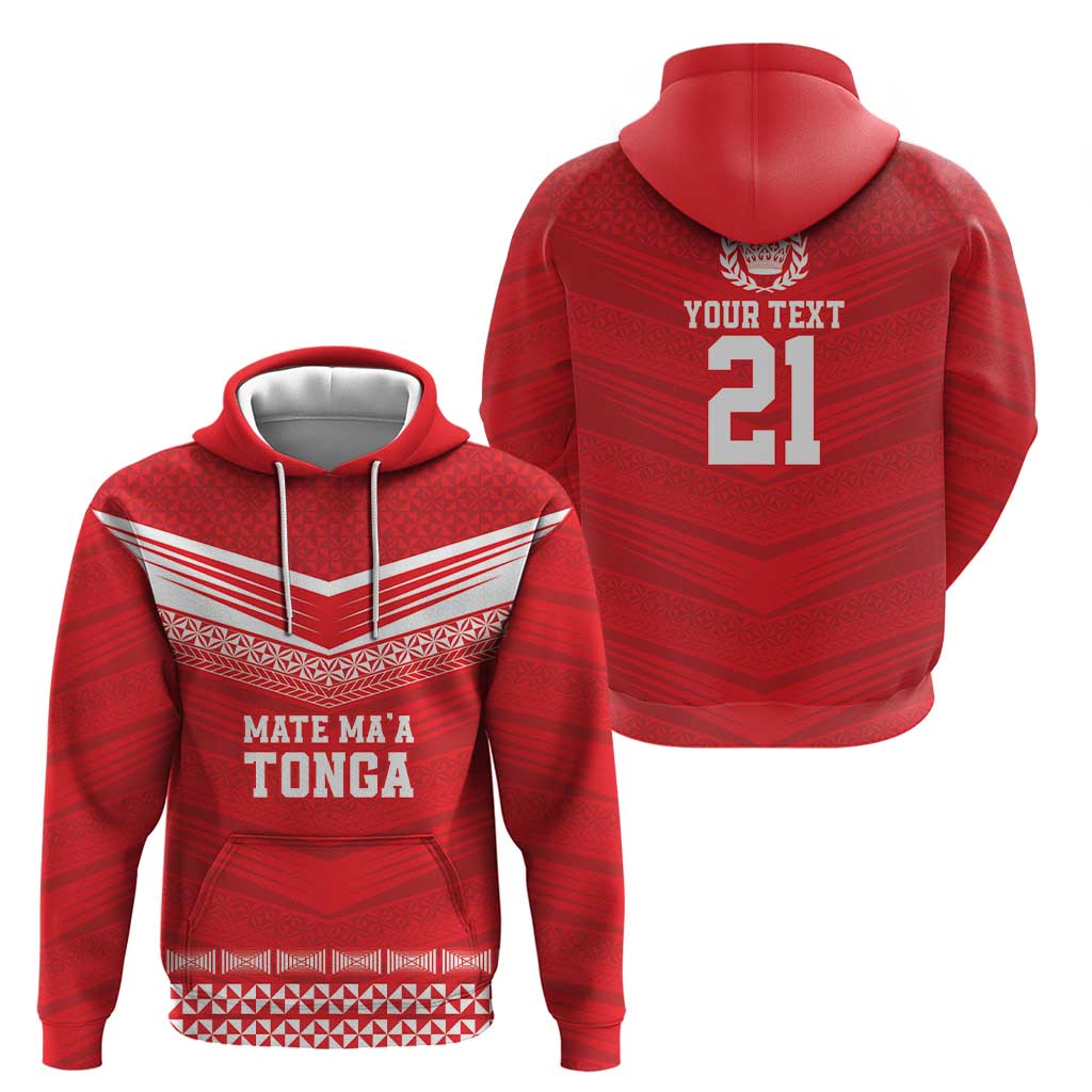 Custom Mate Ma'a Tonga Heritage Zip Hoodie Pacific Tribal Rugby Red Edition - Polynesian Pride