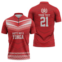 Custom Mate Ma'a Tonga Heritage Zipper Polo Shirt Pacific Tribal Rugby Red Edition LT9 - Polynesian Pride