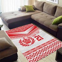 Custom Mate Ma'a Tonga Heritage Area Rug Pacific Tribal Rugby White Edition - Polynesian Pride