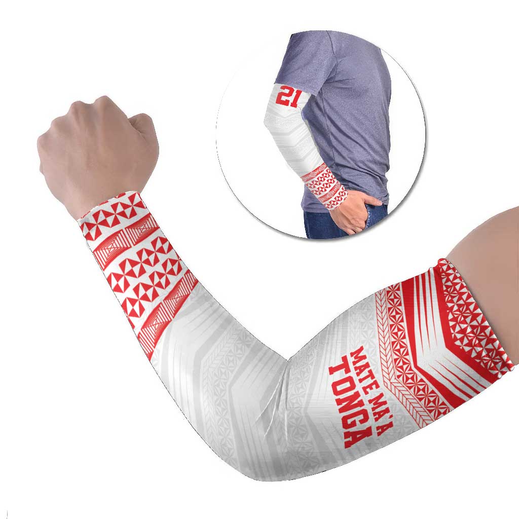 Custom Mate Ma'a Tonga Heritage Arm Sleeves Pacific Tribal Rugby White Edition - Polynesian Pride
