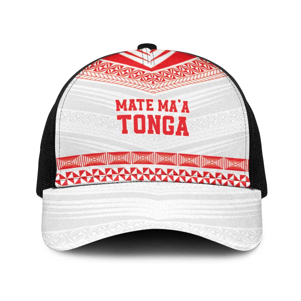 Mate Ma'a Tonga Heritage Baseball Net Cap Pacific Tribal Rugby White Edition - Polynesian Pride