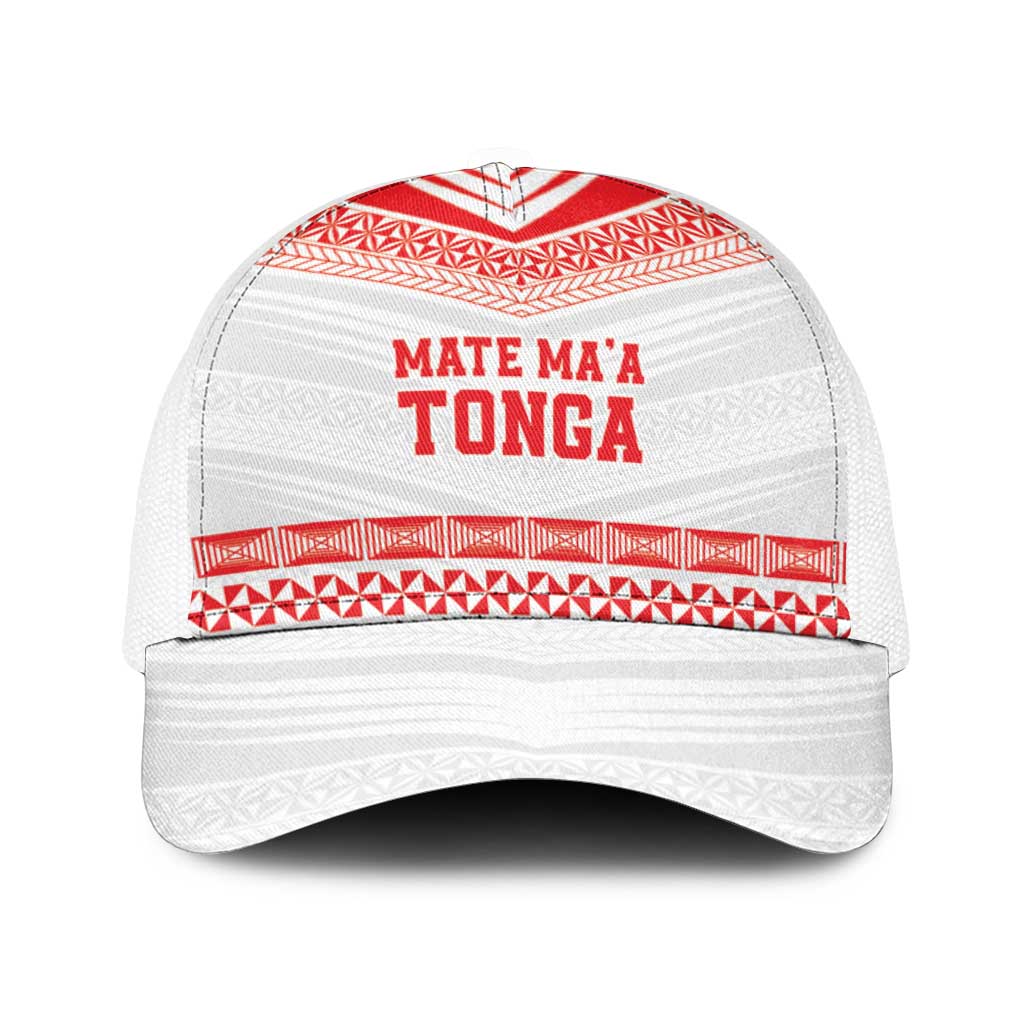 Mate Ma'a Tonga Heritage Baseball Net Cap Pacific Tribal Rugby White Edition - Polynesian Pride