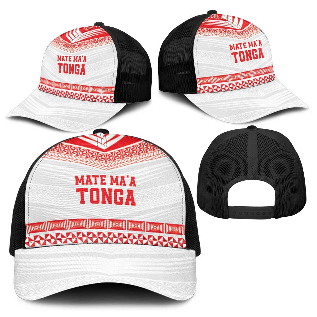 Mate Ma'a Tonga Heritage Baseball Net Cap Pacific Tribal Rugby White Edition - Polynesian Pride