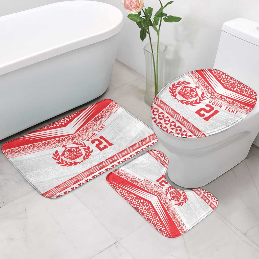 Custom Mate Ma'a Tonga Heritage Bathroom Set Pacific Tribal Rugby White Edition - Polynesian Pride