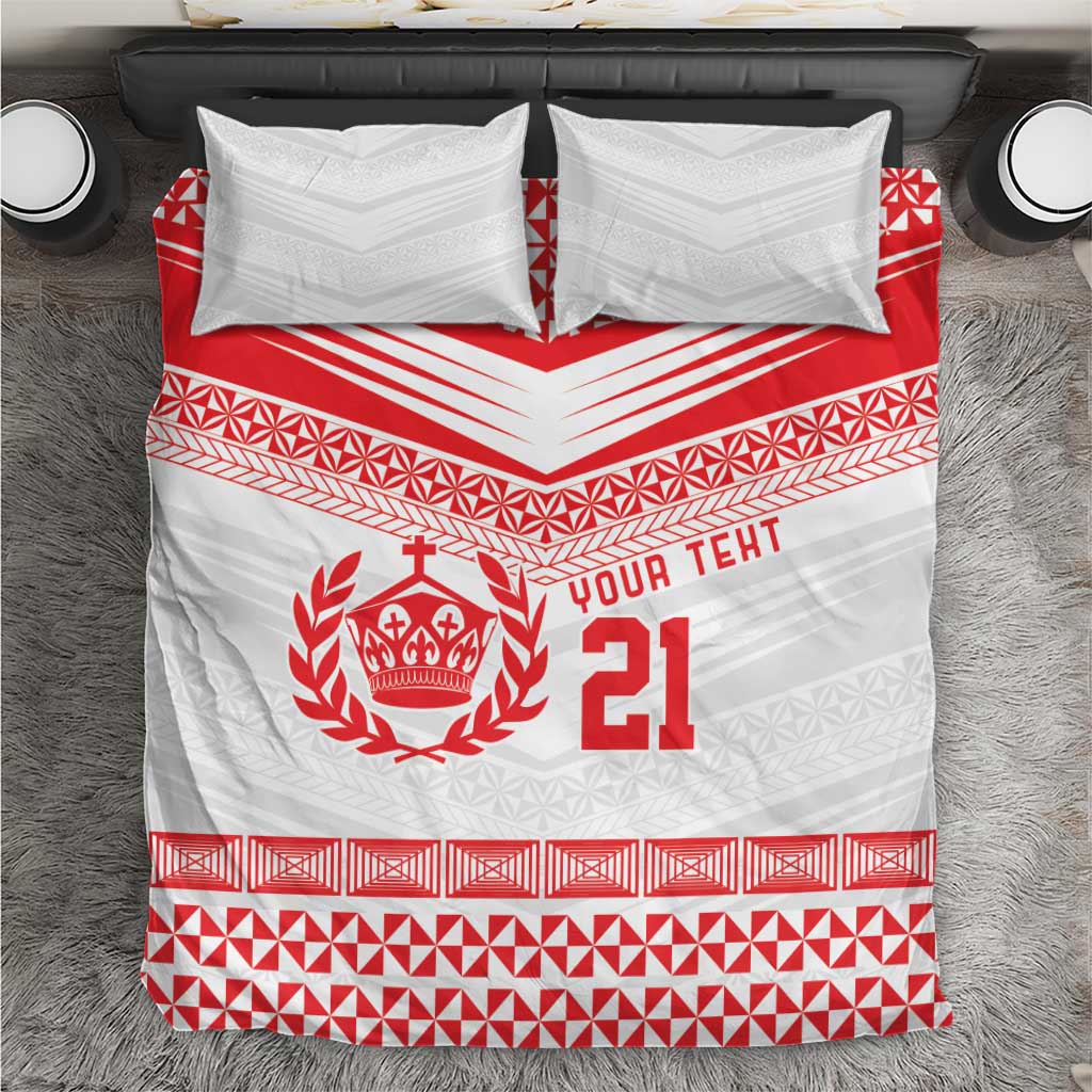 Custom Mate Ma'a Tonga Heritage Bedding Set Pacific Tribal Rugby White Edition LT9 White - Polynesian Pride