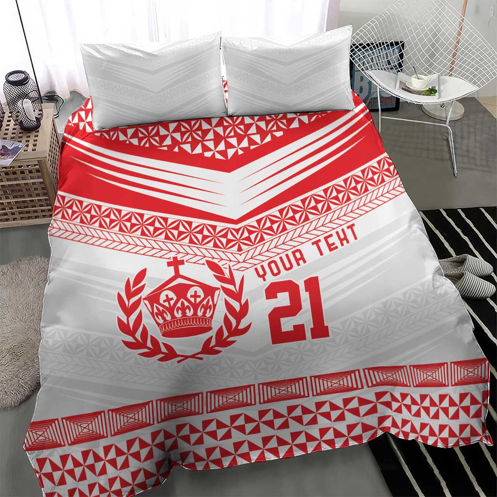 Custom Mate Ma'a Tonga Heritage Bedding Set Pacific Tribal Rugby White Edition LT9 - Polynesian Pride