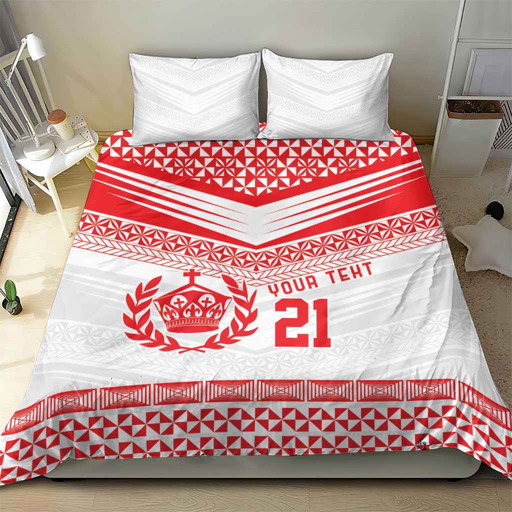 Custom Mate Ma'a Tonga Heritage Bedding Set Pacific Tribal Rugby White Edition LT9 - Polynesian Pride