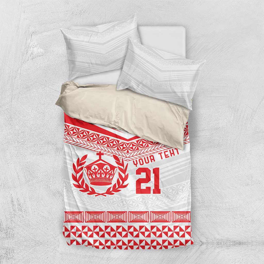 Custom Mate Ma'a Tonga Heritage Bedding Set Pacific Tribal Rugby White Edition LT9 US Twin 172cm x 218cm White - Polynesian Pride