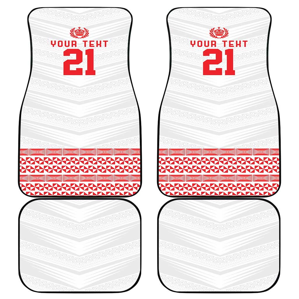 Custom Mate Ma'a Tonga Heritage Car Mats Pacific Tribal Rugby White Edition - Polynesian Pride