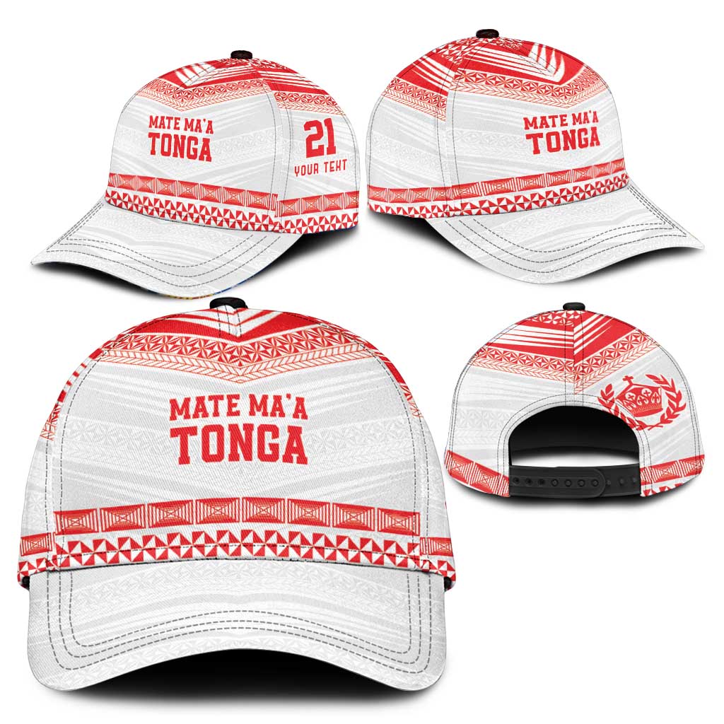 Custom Mate Ma'a Tonga Heritage Classic Cap Pacific Tribal Rugby White Edition - Polynesian Pride
