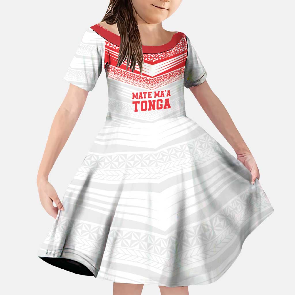 Custom Mate Ma'a Tonga Heritage Family Matching Short Sleeve Bodycon Dress and Hawaiian Shirt Pacific Tribal Rugby White Edition - Polynesian Pride
