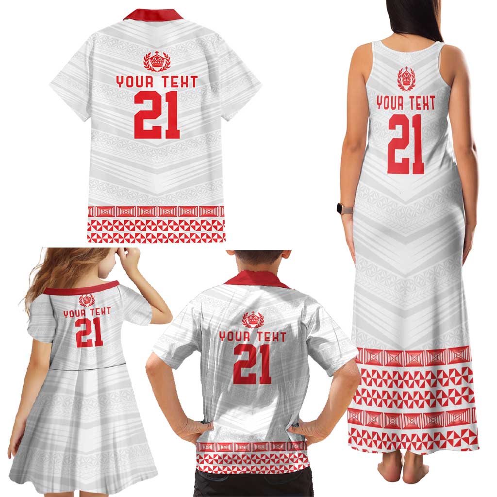 Custom Mate Ma'a Tonga Heritage Family Matching Tank Maxi Dress and Hawaiian Shirt Pacific Tribal Rugby White Edition - Polynesian Pride