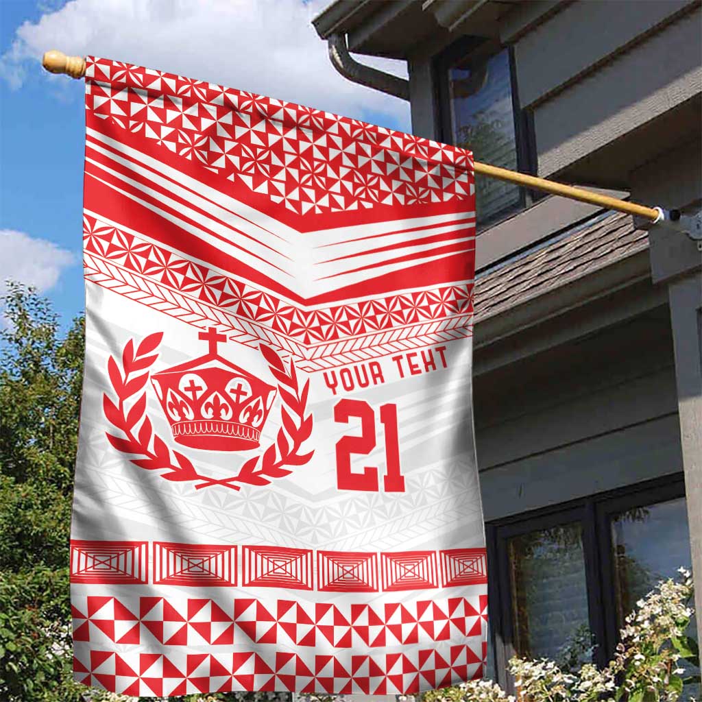 Custom Mate Ma'a Tonga Heritage Garden Flag Pacific Tribal Rugby White Edition LT9 - Polynesian Pride