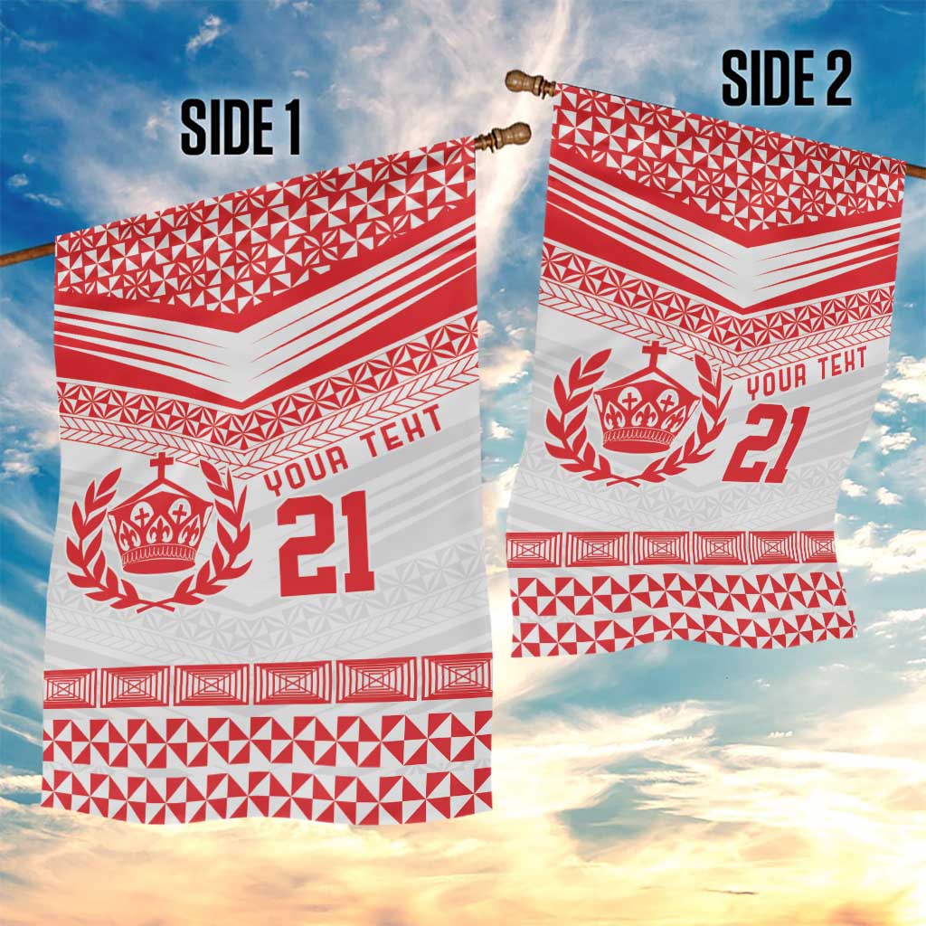 Custom Mate Ma'a Tonga Heritage Garden Flag Pacific Tribal Rugby White Edition LT9 - Polynesian Pride