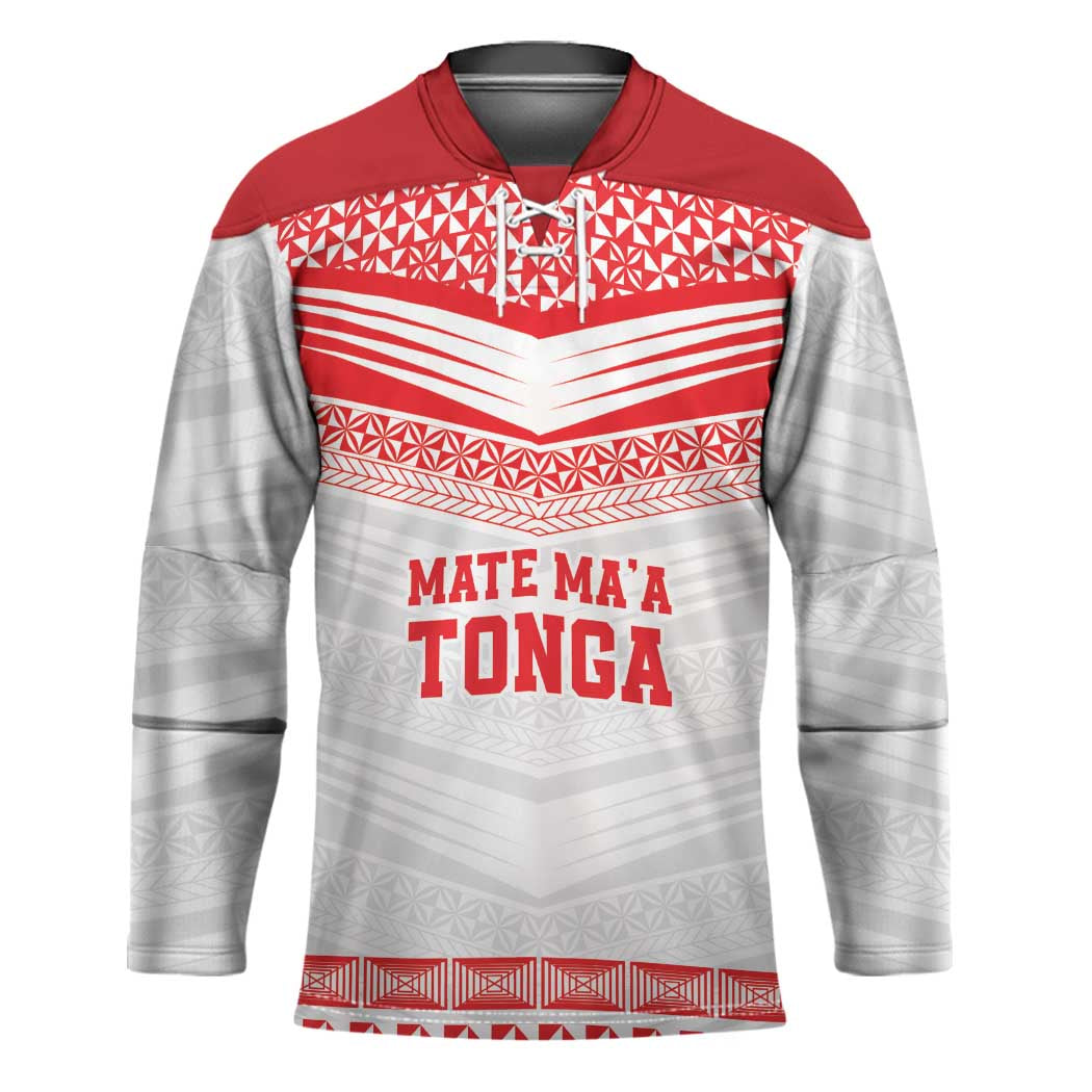 Custom Mate Ma'a Tonga Heritage Hockey Jersey Pacific Tribal Rugby White Edition LT9 Unisex White - Polynesian Pride