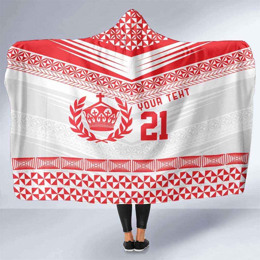 Custom Mate Ma'a Tonga Heritage Hooded Blanket Pacific Tribal Rugby White Edition LT9 One Size White - Polynesian Pride