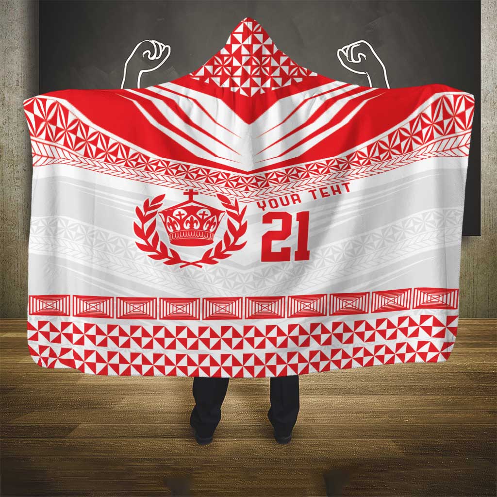 Custom Mate Ma'a Tonga Heritage Hooded Blanket Pacific Tribal Rugby White Edition LT9 - Polynesian Pride