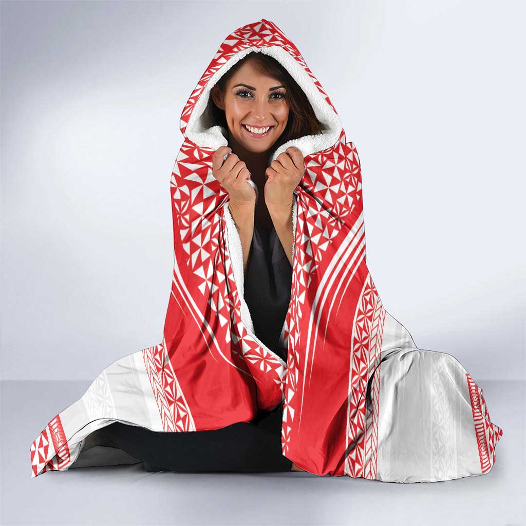 Custom Mate Ma'a Tonga Heritage Hooded Blanket Pacific Tribal Rugby White Edition LT9 - Polynesian Pride