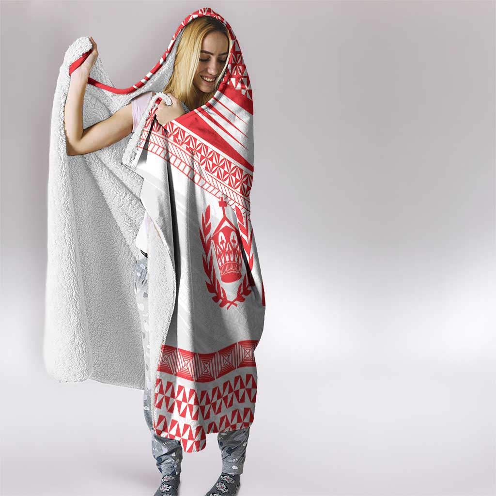 Custom Mate Ma'a Tonga Heritage Hooded Blanket Pacific Tribal Rugby White Edition LT9 - Polynesian Pride