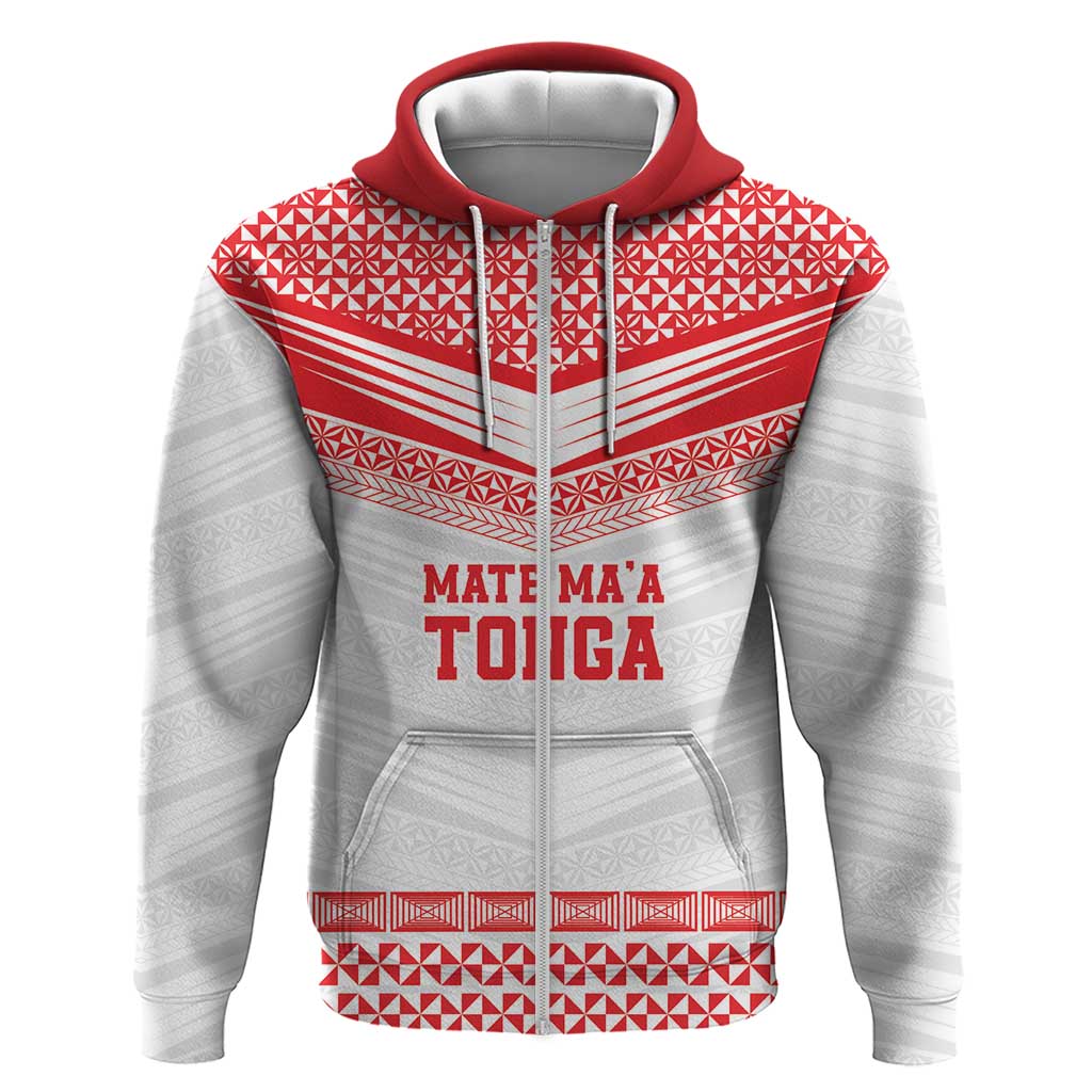 Custom Mate Ma'a Tonga Heritage Hoodie Pacific Tribal Rugby White Edition - Polynesian Pride