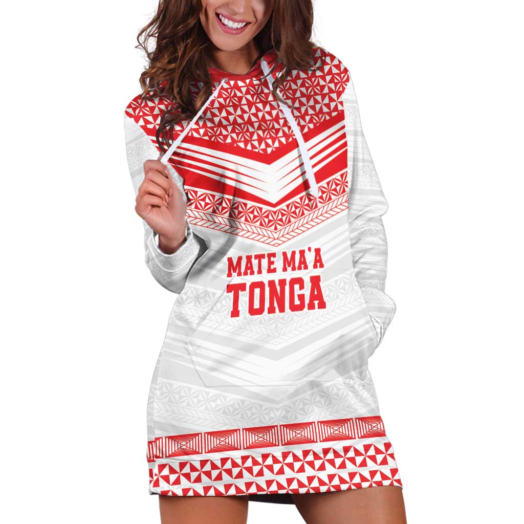 Custom Mate Ma'a Tonga Heritage Hoodie Dress Pacific Tribal Rugby White Edition - Polynesian Pride