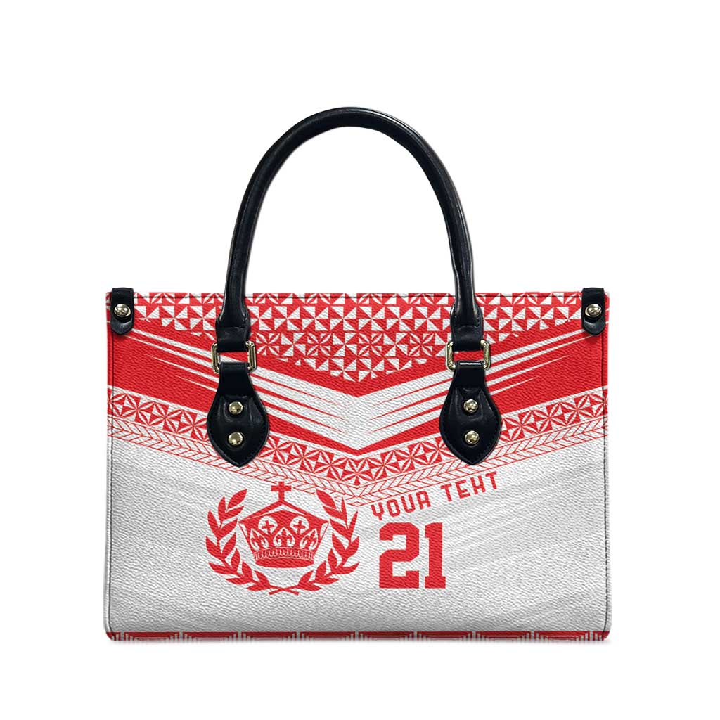 Custom Mate Ma'a Tonga Heritage Leather Bag Pacific Tribal Rugby White Edition - Polynesian Pride