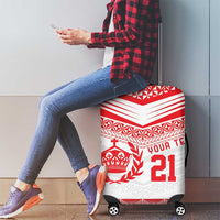 Custom Mate Ma'a Tonga Heritage Luggage Cover Pacific Tribal Rugby White Edition LT9 - Polynesian Pride