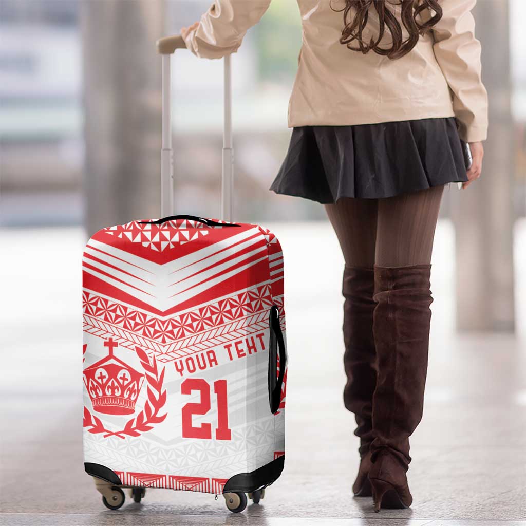 Custom Mate Ma'a Tonga Heritage Luggage Cover Pacific Tribal Rugby White Edition LT9 - Polynesian Pride