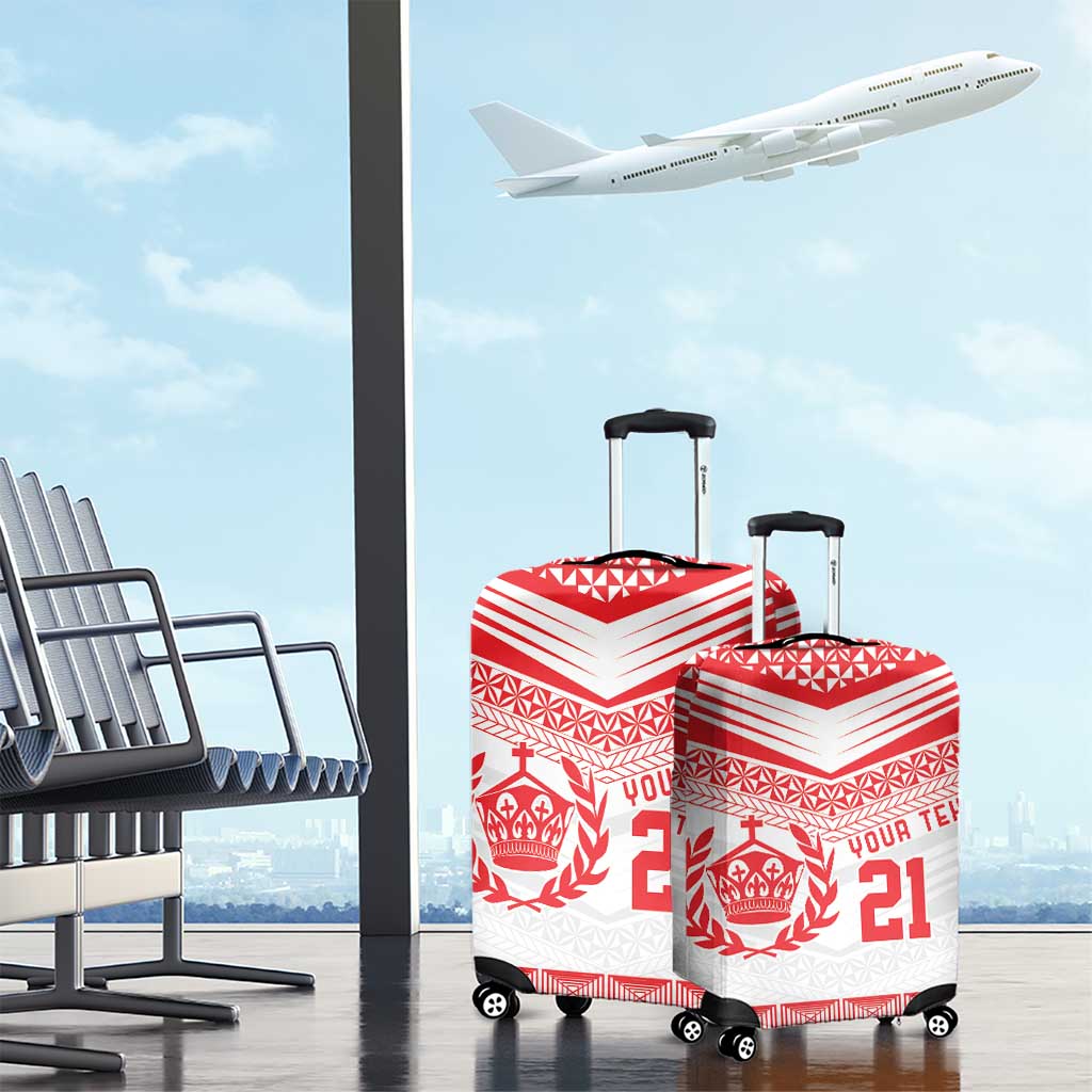 Custom Mate Ma'a Tonga Heritage Luggage Cover Pacific Tribal Rugby White Edition LT9 - Polynesian Pride