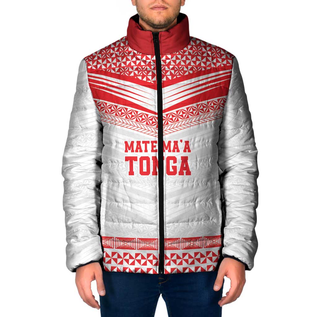 Custom Mate Ma'a Tonga Heritage Padded Jacket Pacific Tribal Rugby White Edition - Polynesian Pride