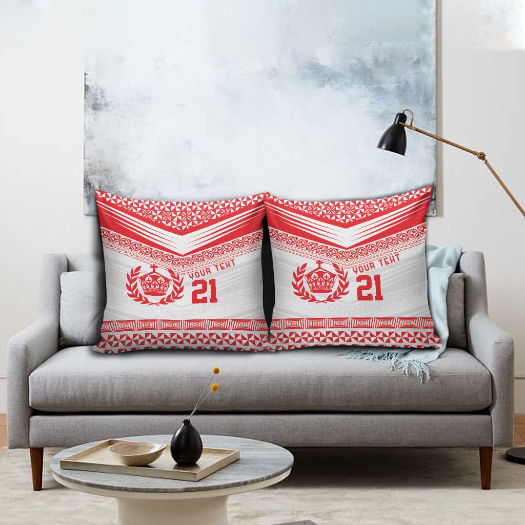 Custom Mate Ma'a Tonga Heritage Pillow Cover Pacific Tribal Rugby White Edition LT9 - Polynesian Pride