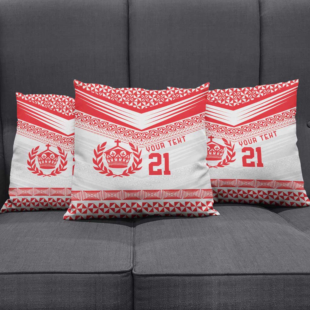 Custom Mate Ma'a Tonga Heritage Pillow Cover Pacific Tribal Rugby White Edition LT9 - Polynesian Pride