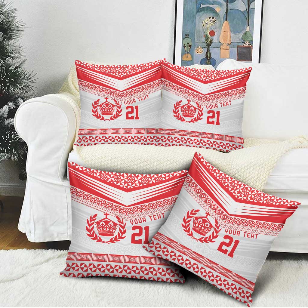 Custom Mate Ma'a Tonga Heritage Pillow Cover Pacific Tribal Rugby White Edition LT9 - Polynesian Pride