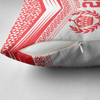 Custom Mate Ma'a Tonga Heritage Pillow Cover Pacific Tribal Rugby White Edition LT9 - Polynesian Pride