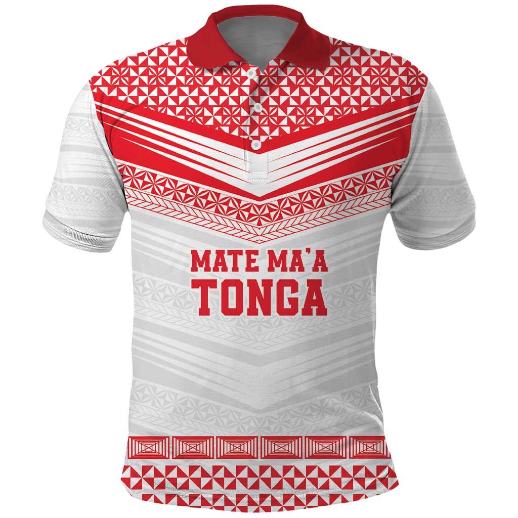 Custom Mate Ma'a Tonga Heritage Polo Shirt Pacific Tribal Rugby White Edition LT9 White - Polynesian Pride