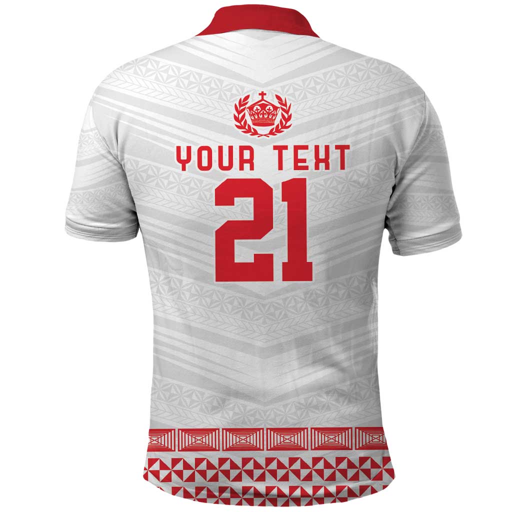Custom Mate Ma'a Tonga Heritage Polo Shirt Pacific Tribal Rugby White Edition LT9 - Polynesian Pride