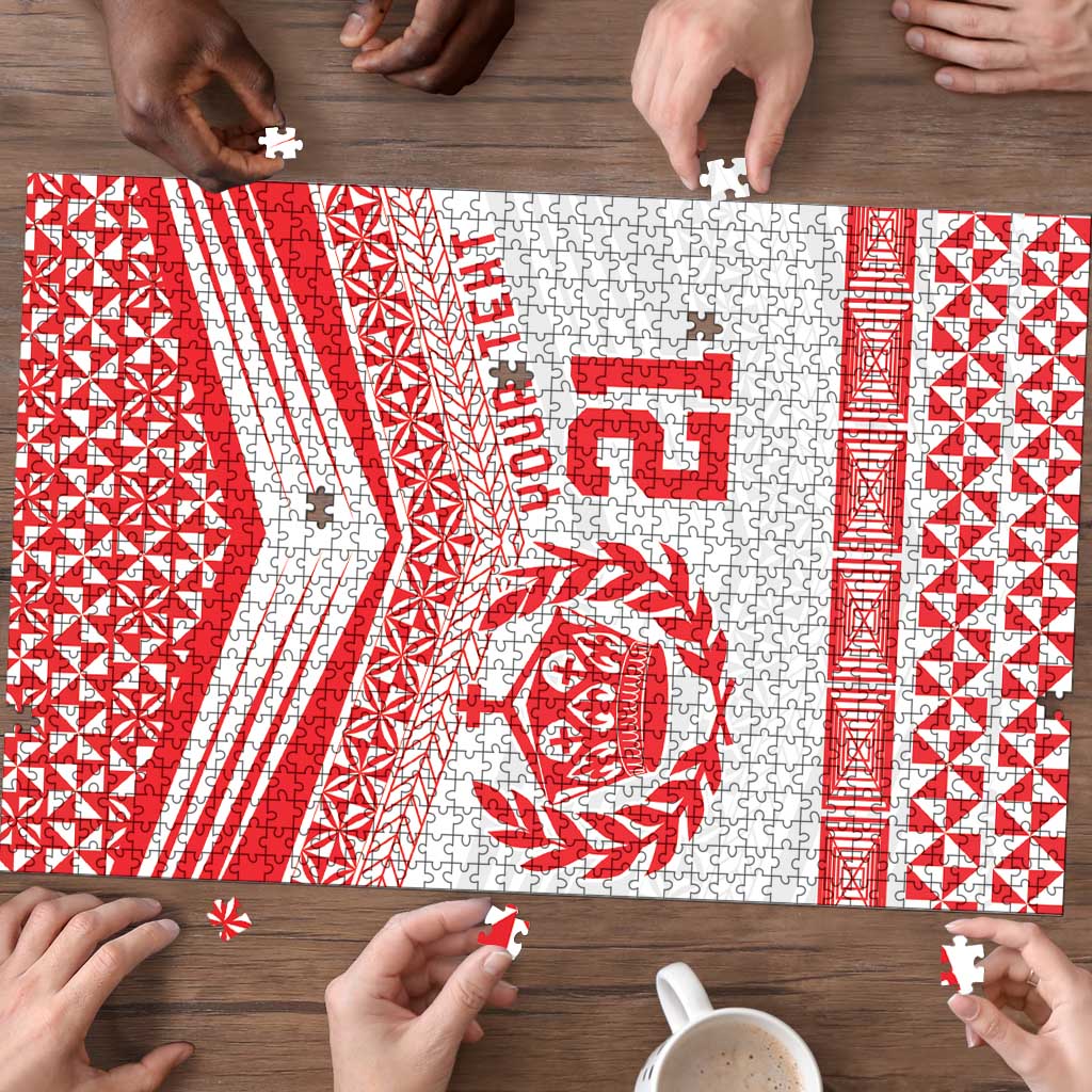 Custom Mate Ma'a Tonga Heritage Puzzle Pacific Tribal Rugby White Edition - Polynesian Pride