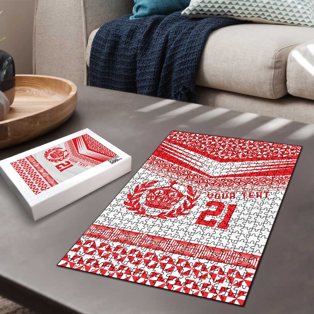 Custom Mate Ma'a Tonga Heritage Puzzle Pacific Tribal Rugby White Edition - Polynesian Pride