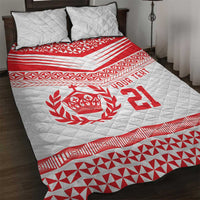 Custom Mate Ma'a Tonga Heritage Quilt Bed Set Pacific Tribal Rugby White Edition LT9 White - Polynesian Pride