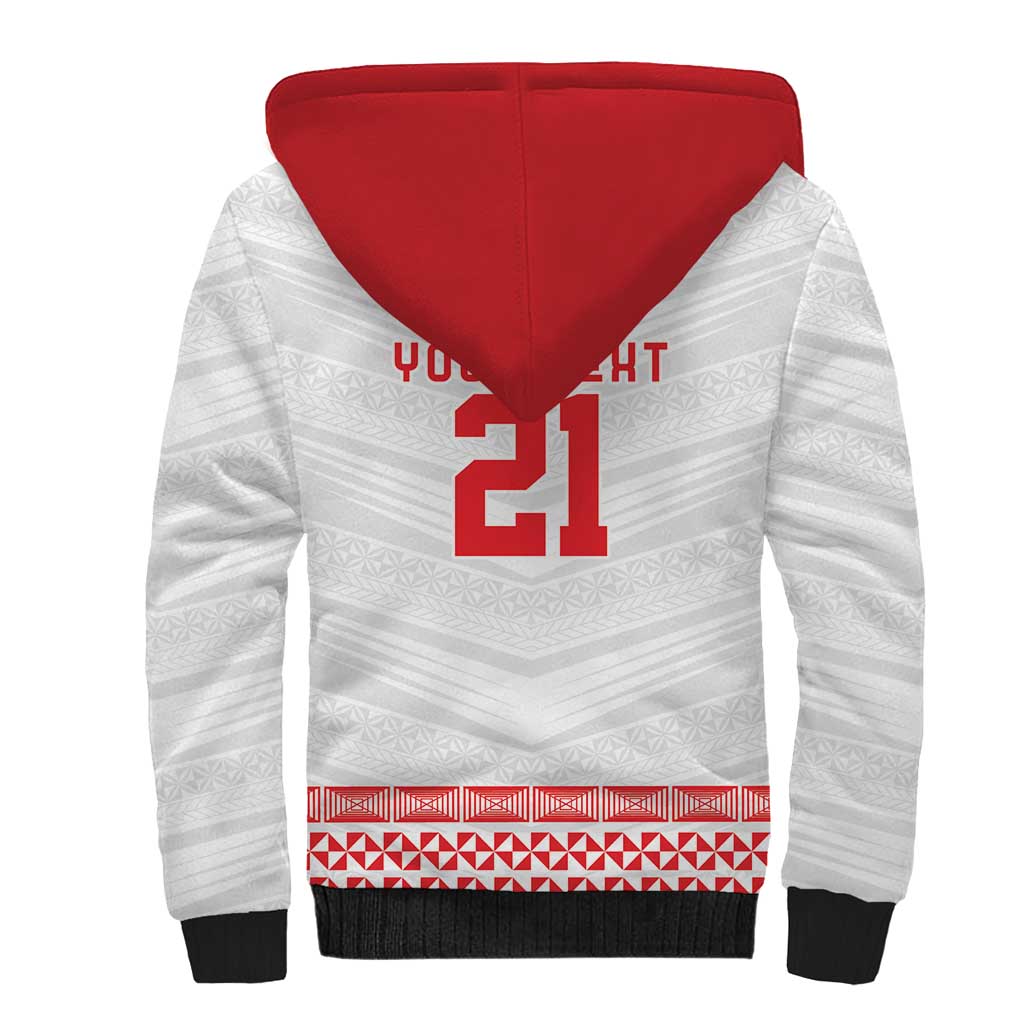 Custom Mate Ma'a Tonga Heritage Sherpa Hoodie Pacific Tribal Rugby White Edition LT9 - Polynesian Pride