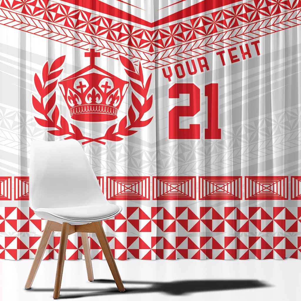 Custom Mate Ma'a Tonga Heritage Window Curtain Pacific Tribal Rugby White Edition LT9 - Polynesian Pride